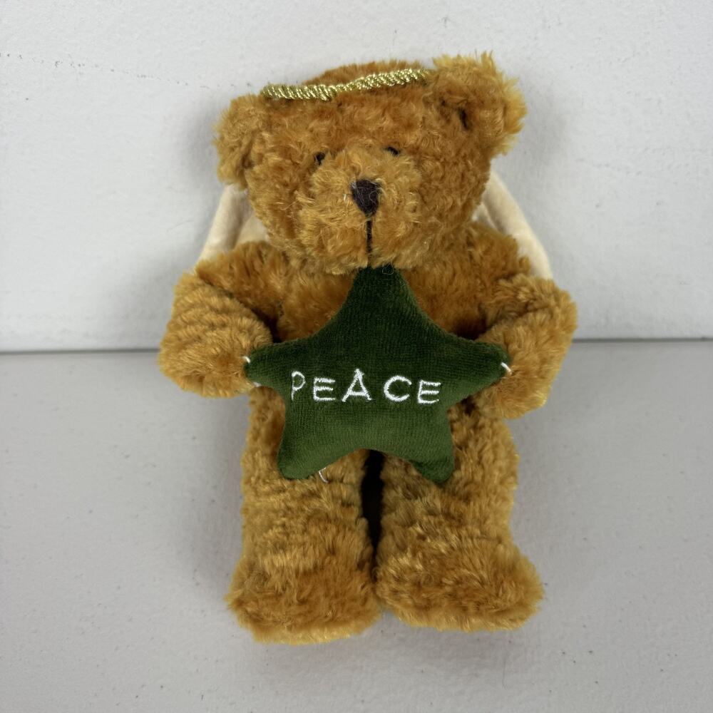 Vintage Plushland Peace Star Angel Bear 2000 Plush Stuffed Animal Small 8"